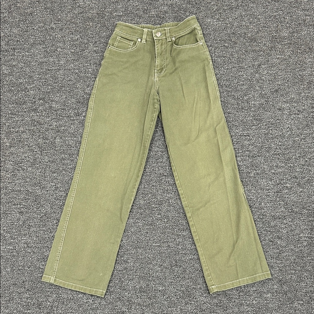 Full-Tilt Green Wide-Leg Jeans
